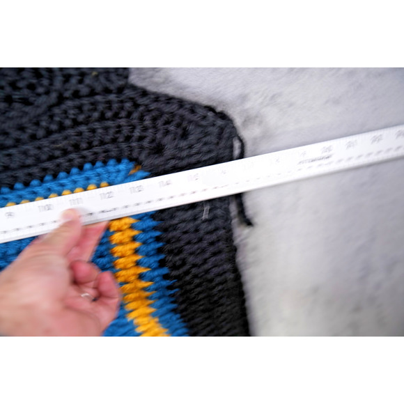 Handmade Crochet Granny Square Tank Top Black Blue Yellow S/M Boho Festival Knit - Picture 3 of 6